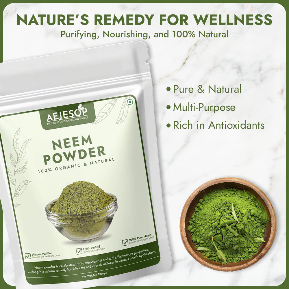 AEJESOP Neem Powder facial mask application for soothing skincare.