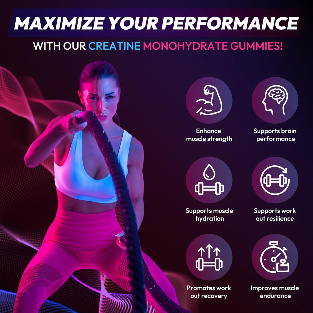 AEQNJV Creatine Gummies Monohydrate in bag for on-the-go training energy