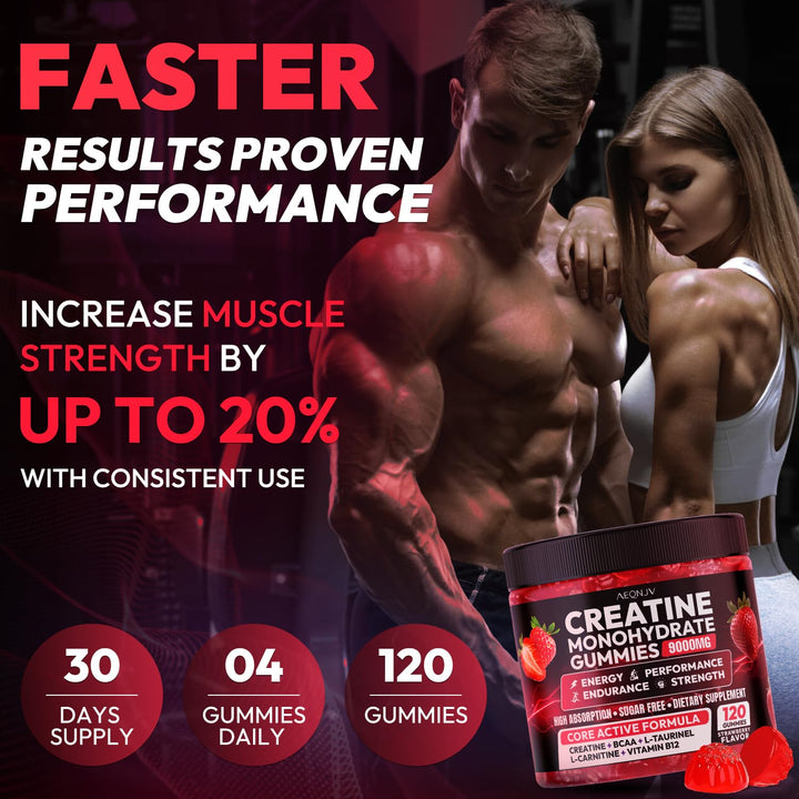 AEQNJV Creatine Gummies serving scoop shows simple daily intake.