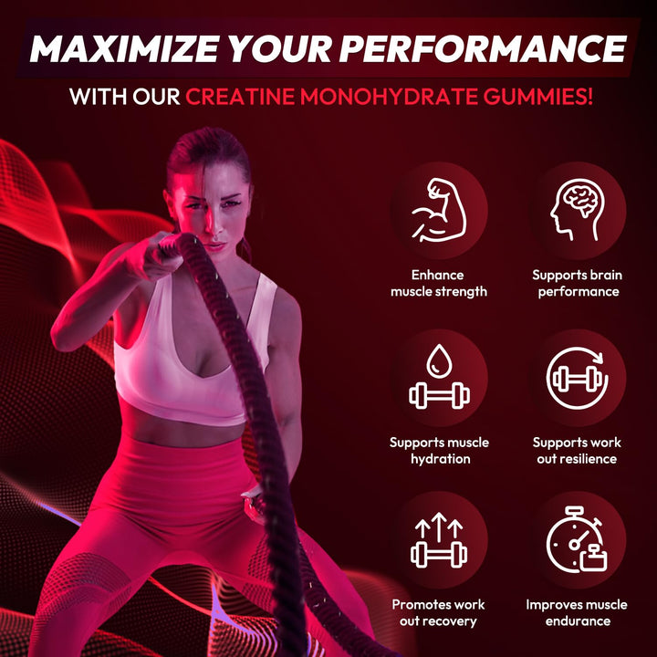 AEQNJV Creatine Gummies texture close-up with fruity strawberry flavor.