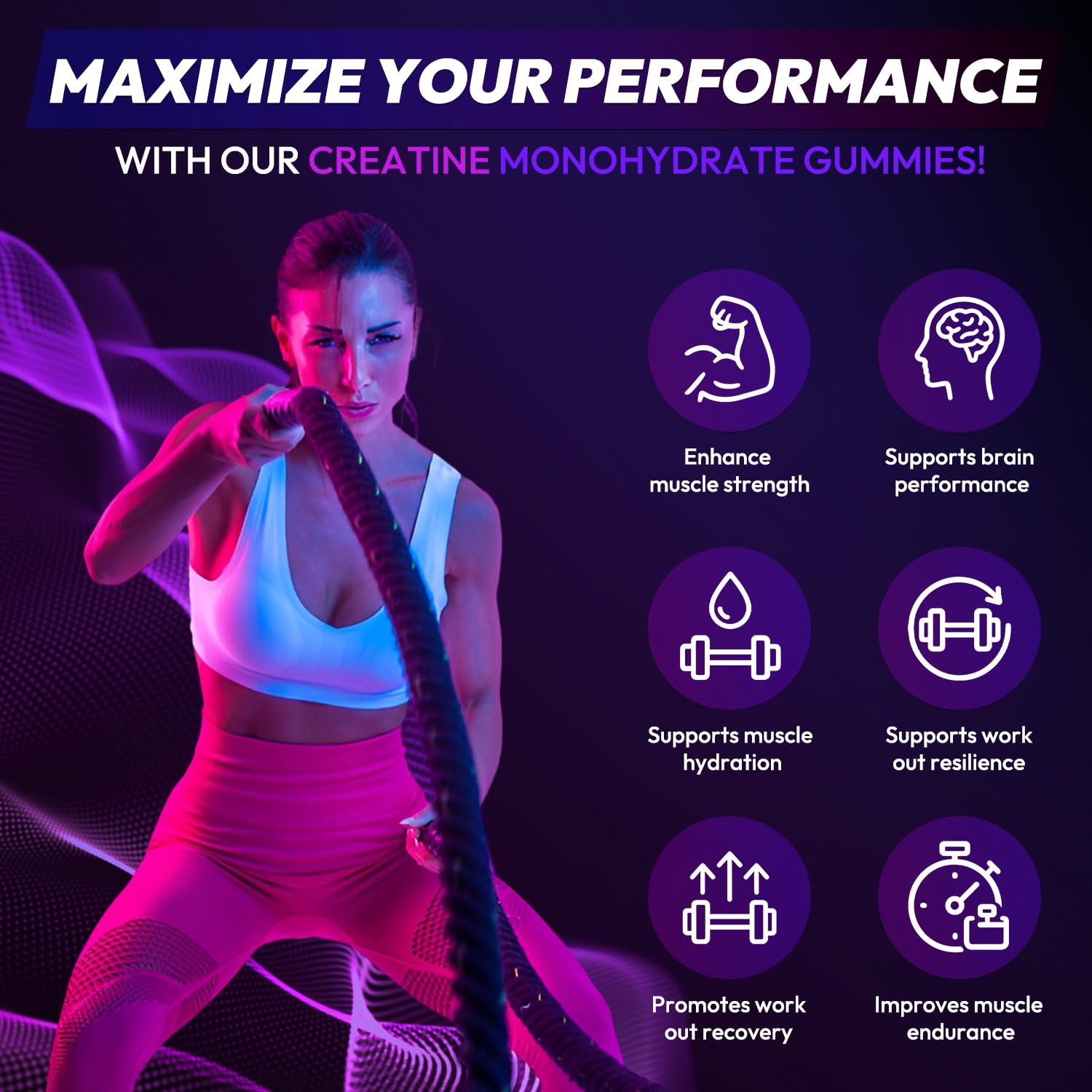 AEQNJV Creatine Gummies vegan packaging with blueberry flavor emphasis