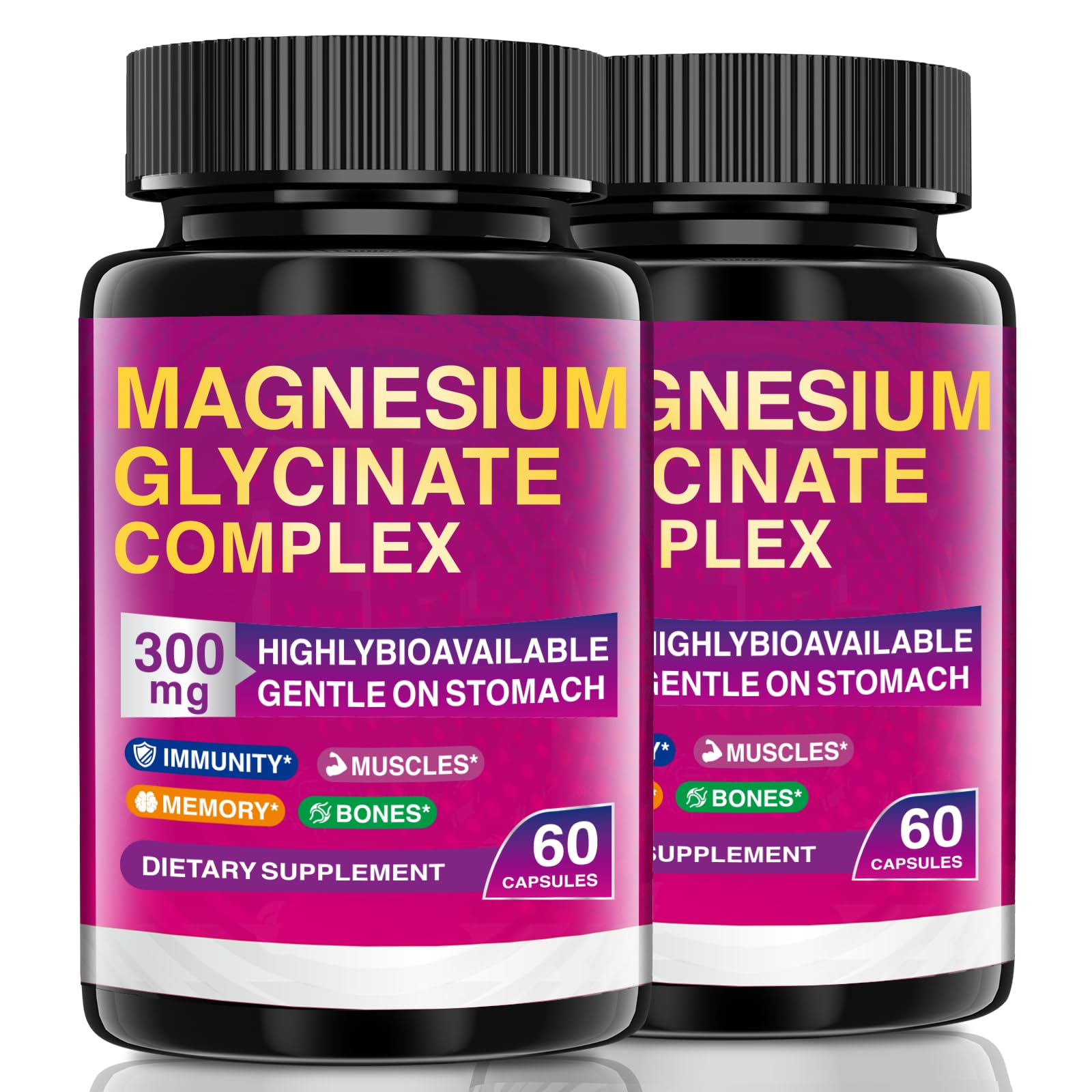 AEQNJV magnesium glycinate bottle with capsules for easy daily absorption.