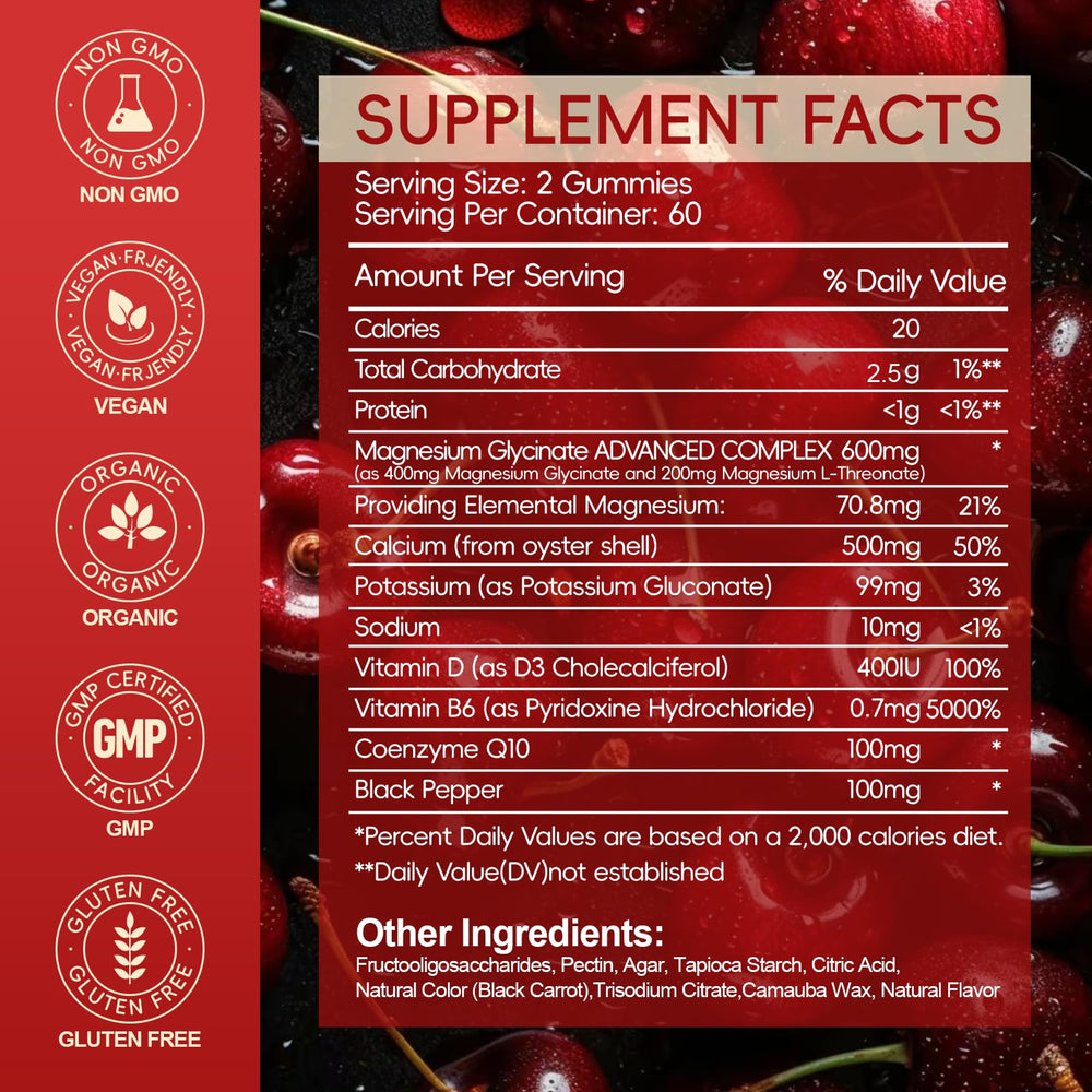 AEQNJV cherry-flavored gummy close-up highlighting vegan sugar-free option