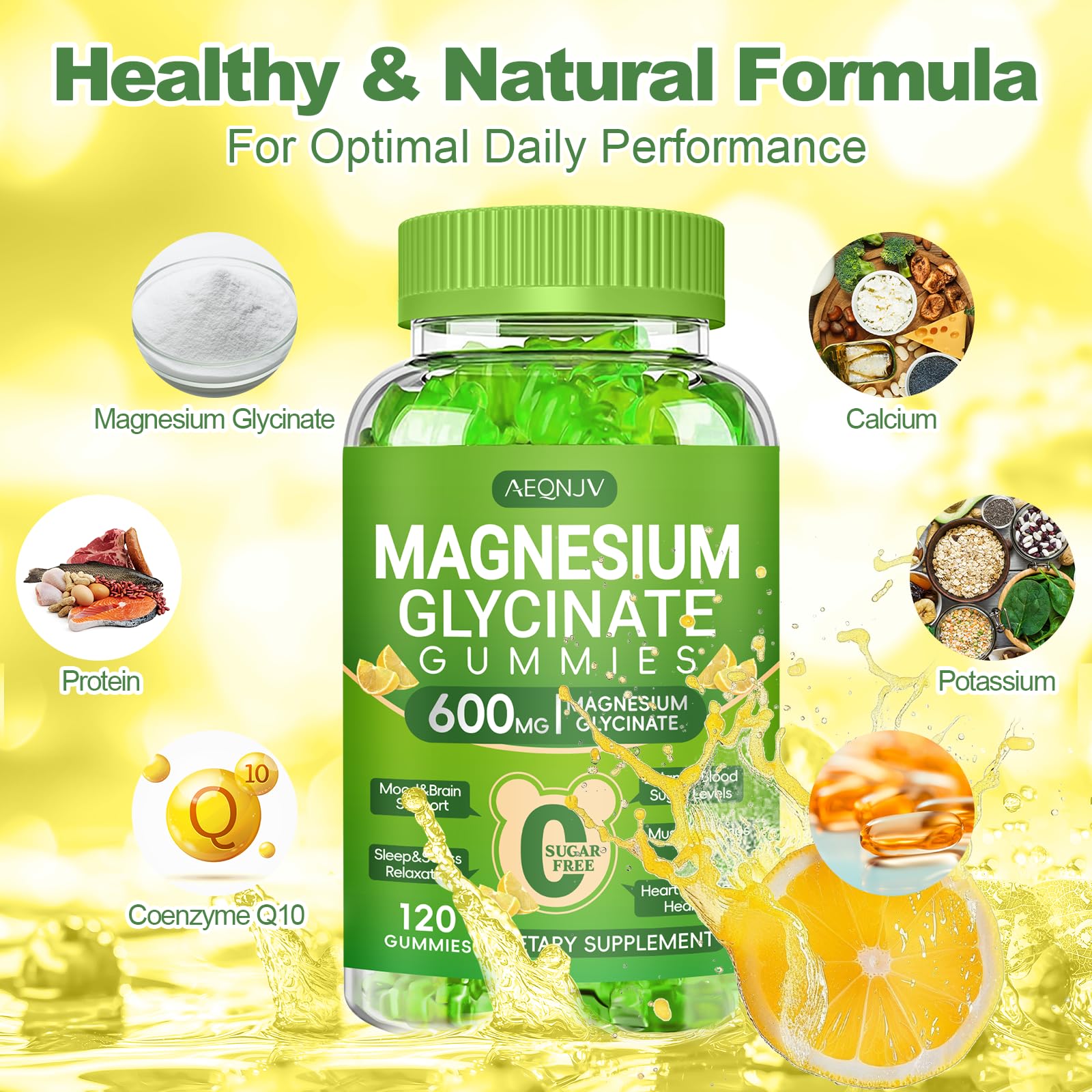AEQNJV Lemon flavored gummies are sugar free and vegan