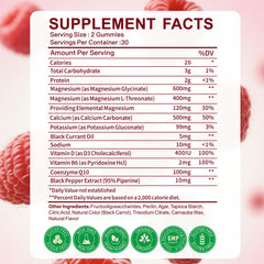 AEQNJV magnesium gummies close-up showcases raspberry flavor for daily wellness.