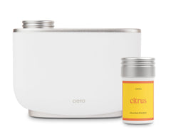 Aera diffuser front view highlights a sleek design for large rooms.