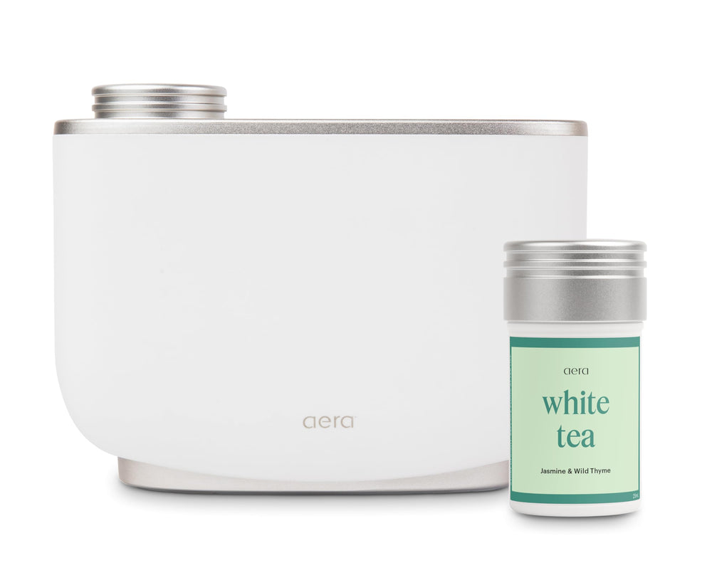 Aera diffuser with a sleek white design for modern living spaces