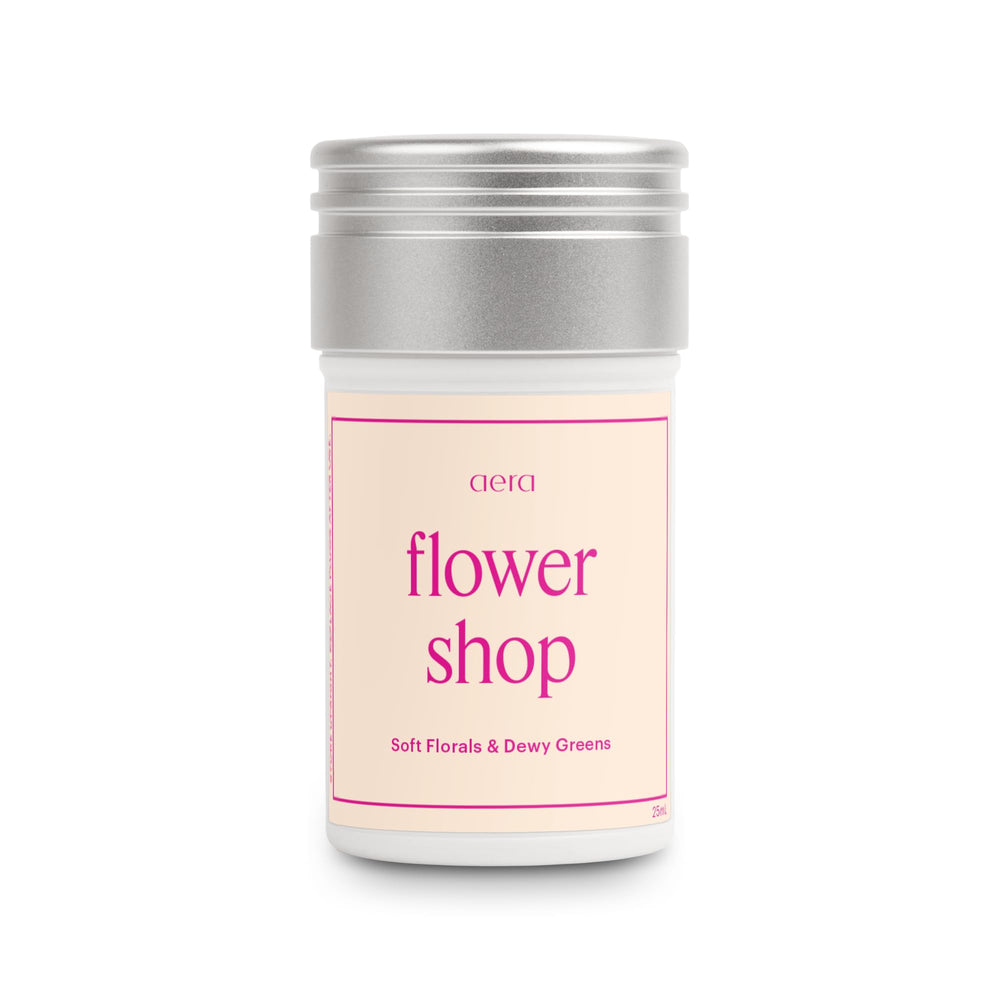 AERA Flower Shop refill bottle top view shows a long lasting home fragrance
