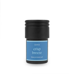 Aera Go Crisp Breeze bottle front for premium car scent refill.