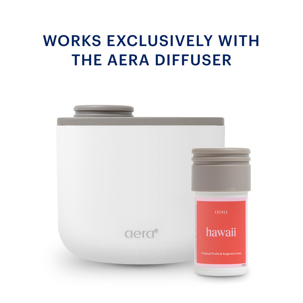 Aera Hawaii diffuser in living room creating fresh, inviting ambience.