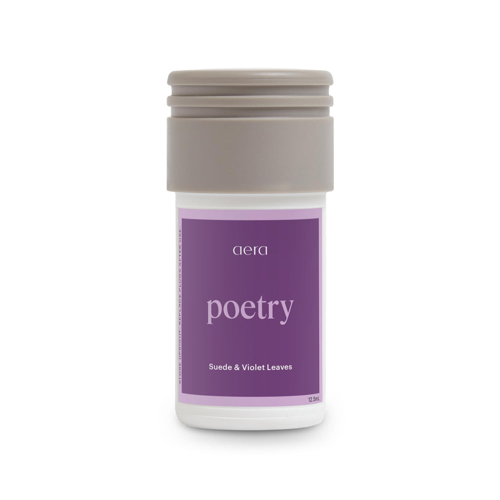 Aera Mini Poetry bottle with smooth suede finish for a calming home aroma.