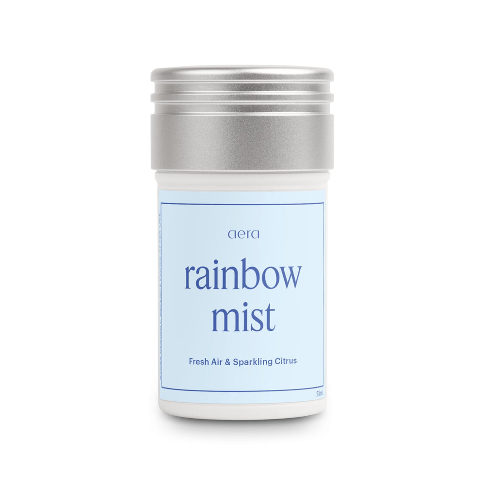 AERA Rainbow Mist bottle cap close-up, citrus-floral notes to freshen a room.