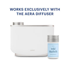 AERA Wild Bluebells packaging detail highlights premium fragrance