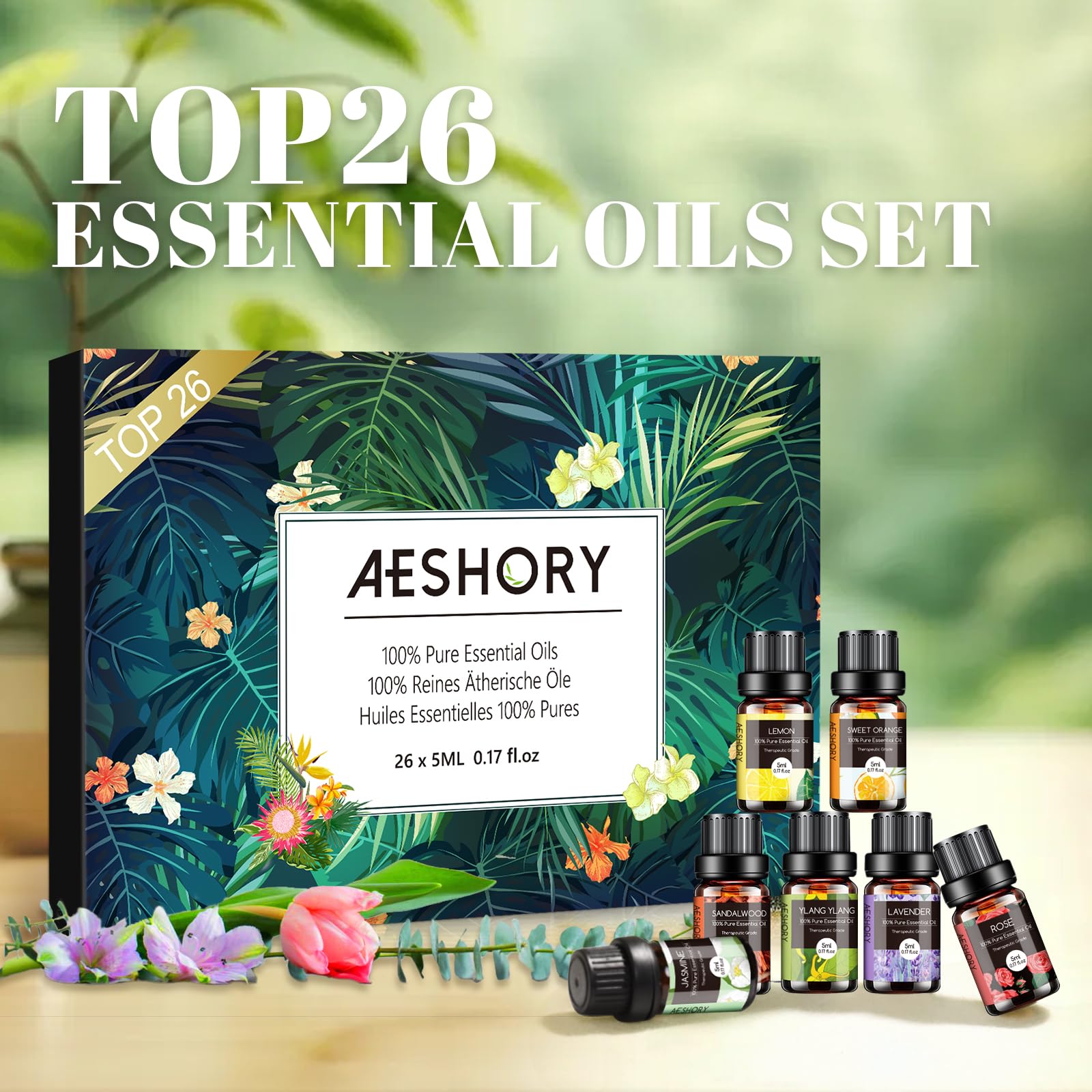 Aeshory essential oils set lemongrass bottle with bright uplifting fragrance.
