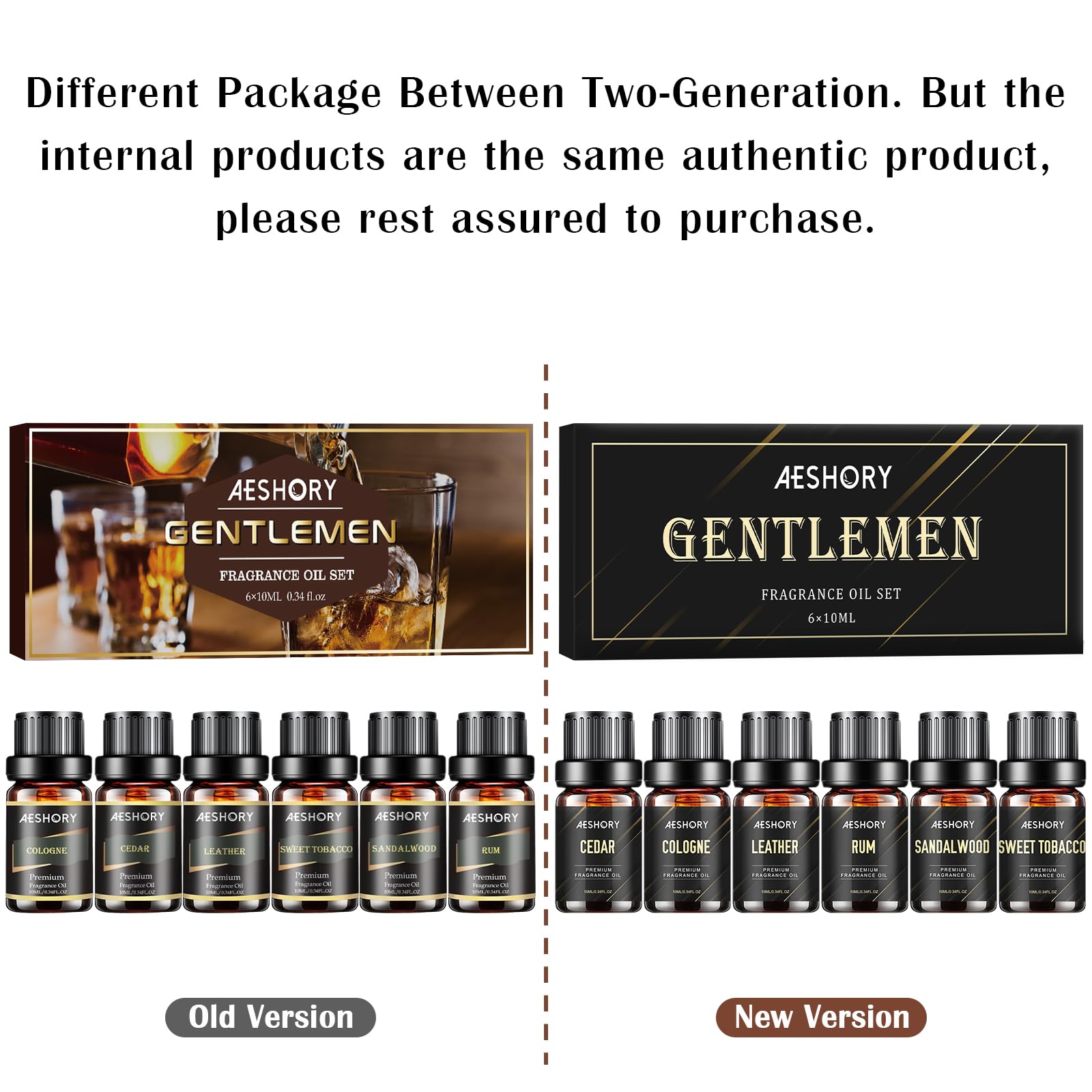 Aeshory six-piece set packaging highlighting premium scents