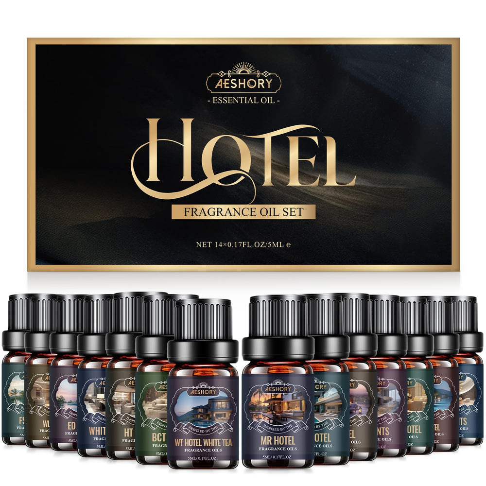 Aeshory Hotel Diffuser Oils Set in gift-ready box for luxury spaces.