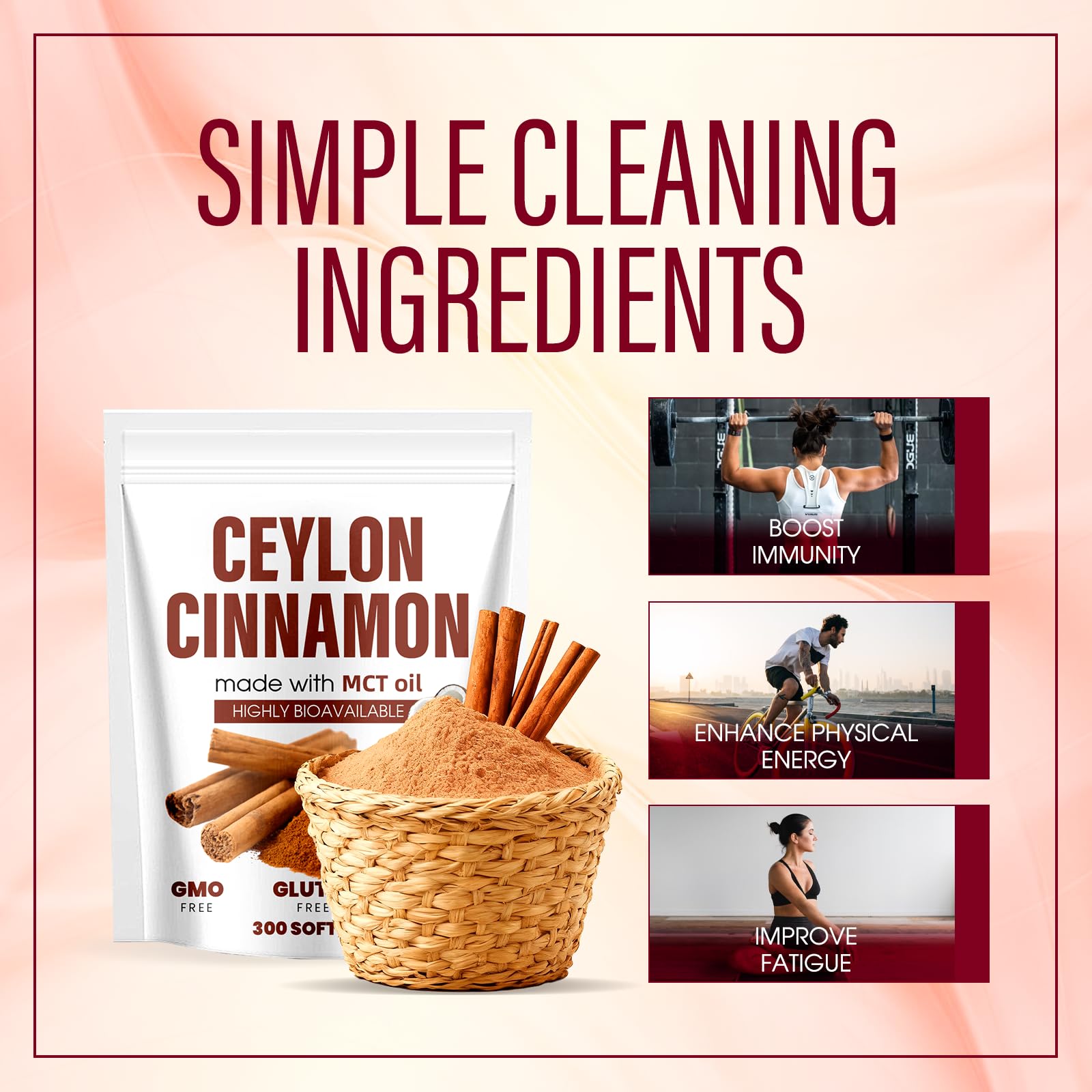 Aevezom Ceylon Cinnamon Softgels with MCT oil bottle highlighting absorption support