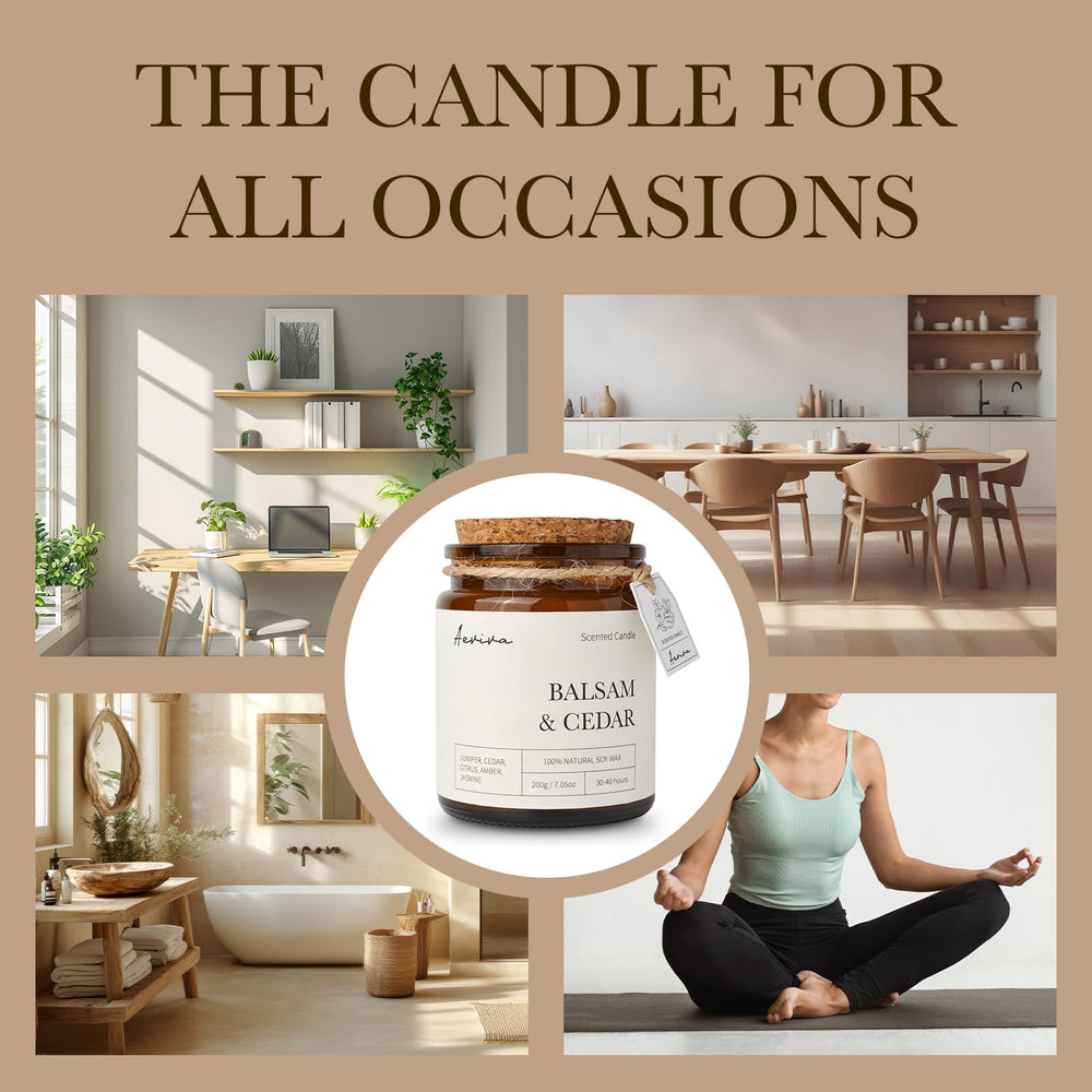 Aeviva balsam cedar aroma creates cozy seasonal vibes at home.