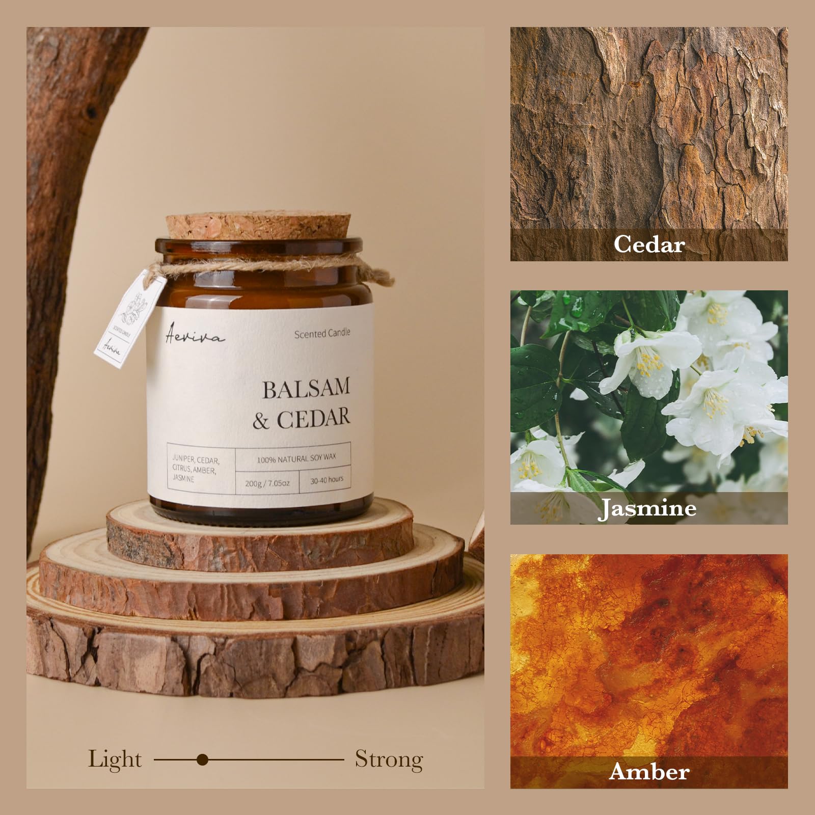 Aeviva double wooden wick crackle enhances relaxation during evenings.