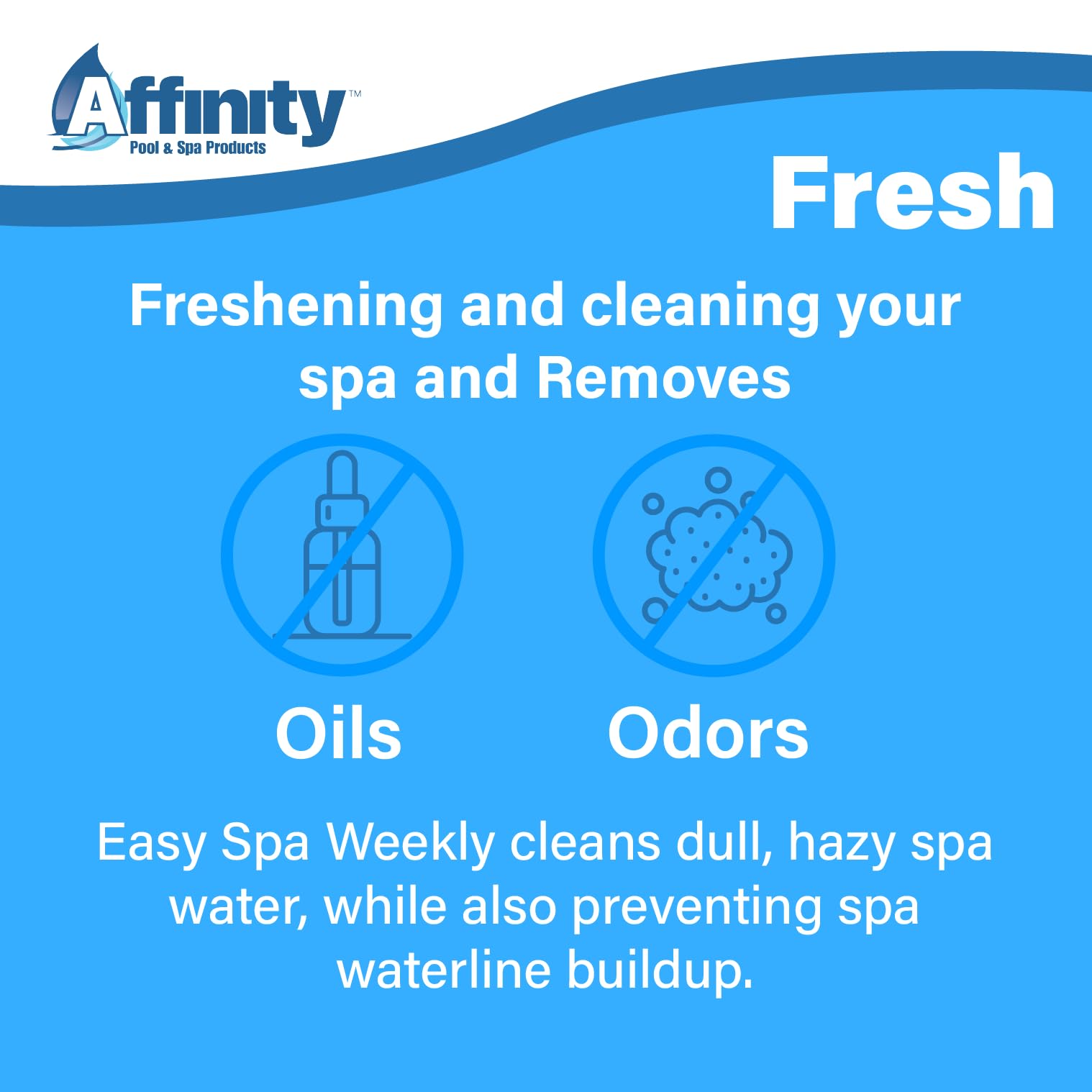 Affinity Spa Weekly Ultra biodegradable-enzyme close-up shows eco-friendly breakdown of organics in spa water.