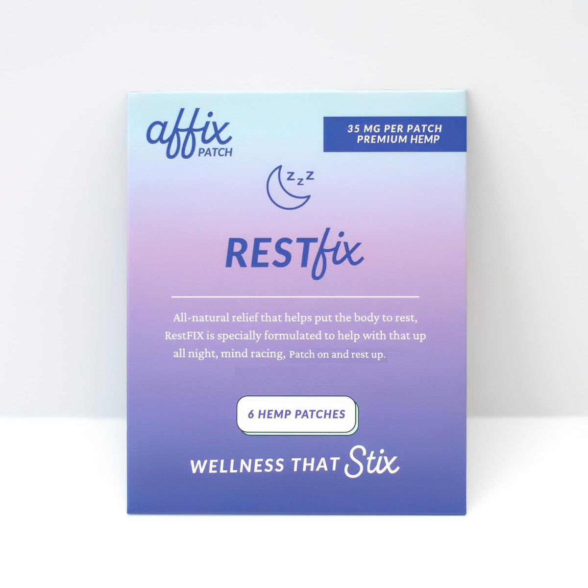Affix RestFIX patch on the wrist delivering calming evening support