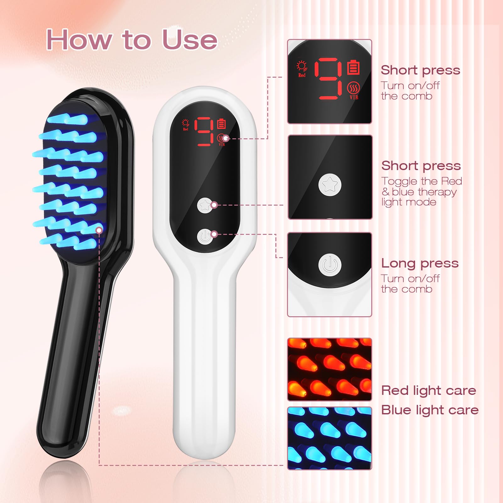 AFFLAT 3-in-1 comb one-button control for simple operation.