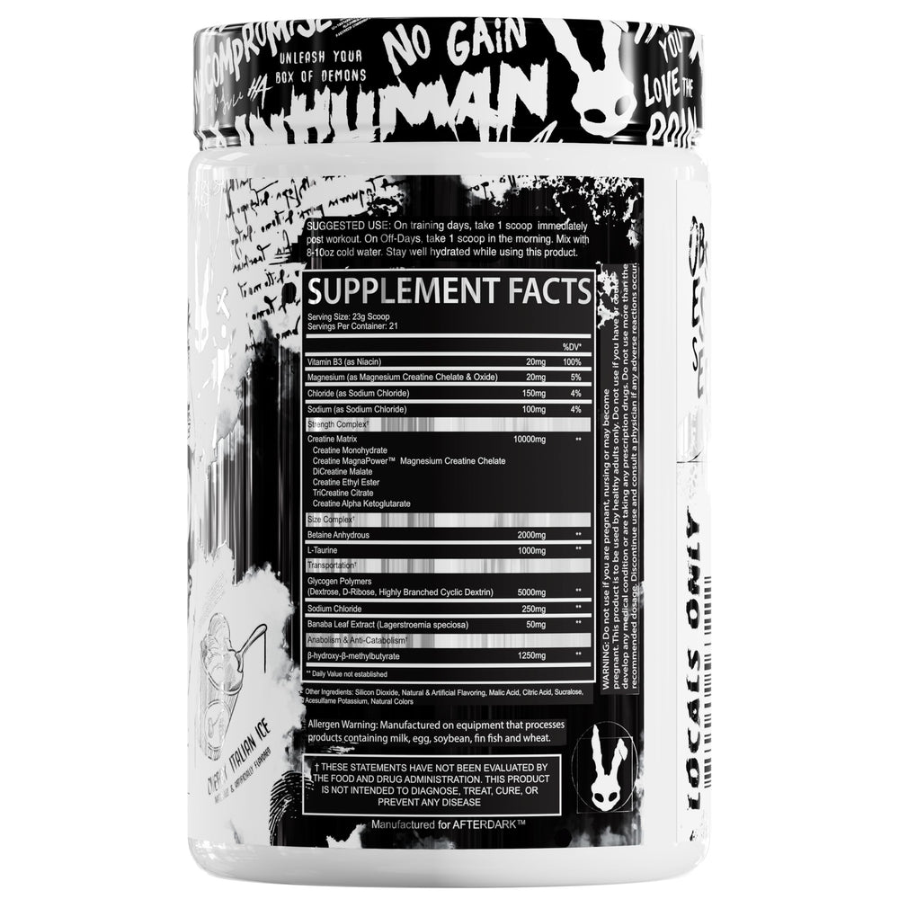 AfterDark Creation Creatine Powder scoop-dispensing enables precise daily dosing