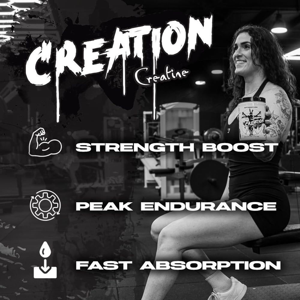 AfterDark Creation Creatine Powder snow cone glass showcasing refreshing flavor during workouts