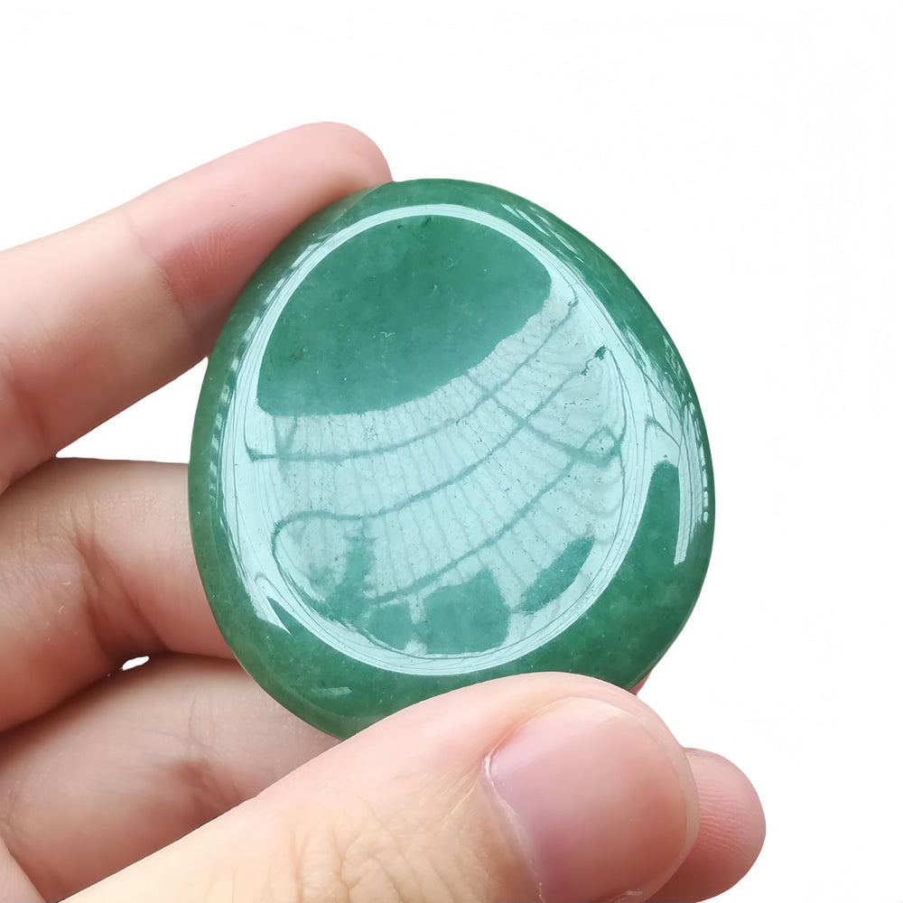 Afucats Green Aventurine worry stone in palm for ergonomic comfort and tactile focus