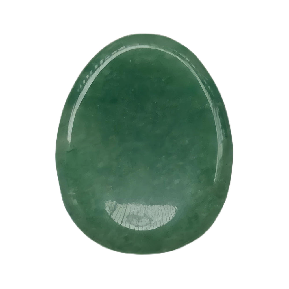Afucats Green Aventurine worry stone thumb close-up showing natural veining for relaxation
