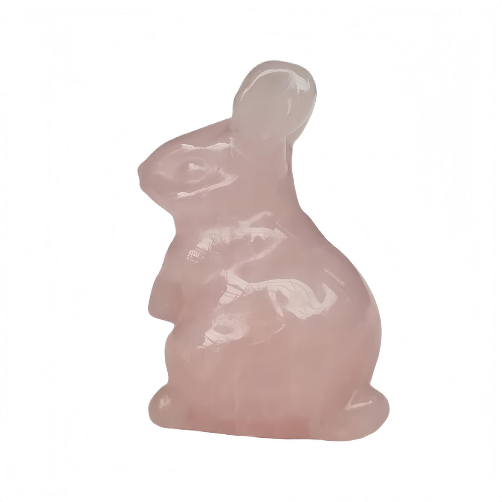 Afucats rose quartz rabbit detail texture highlighting hand carving
