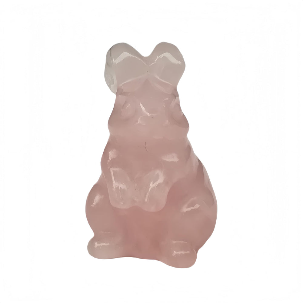 Afucats rose quartz rabbit front view on a desk for elegant decor