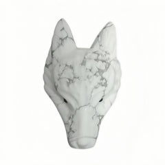 Afucats wolf head natural white howlite pendant with unique veining for a one-of-a-kind look.
