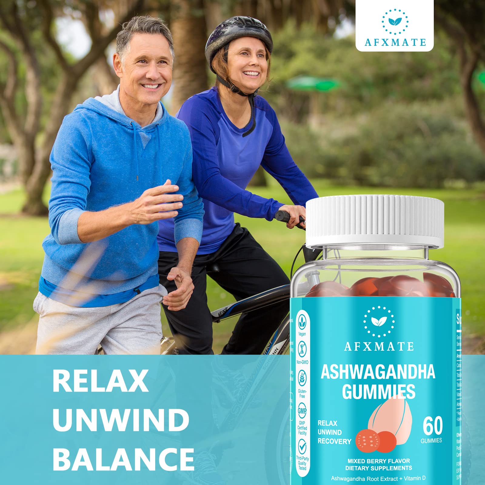 AFXMATE bottle label highlights non-GMO vegan sugar-free benefits