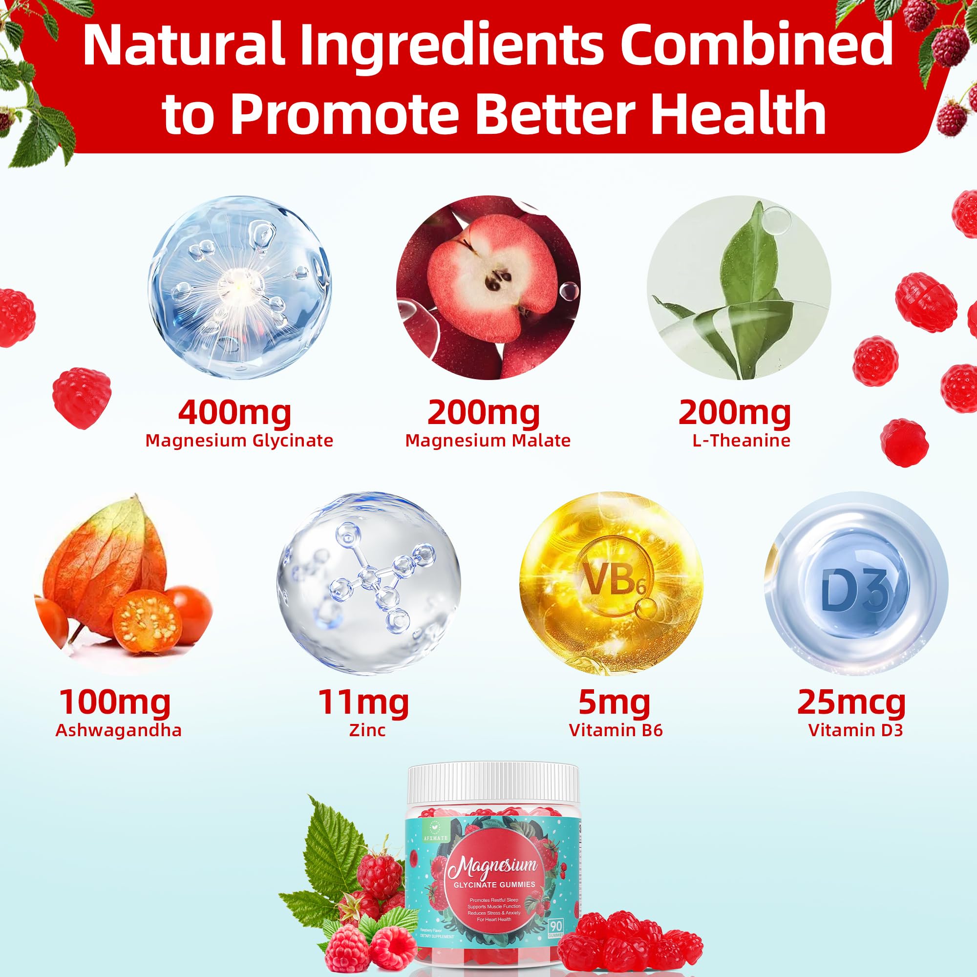 AFXMATE ingredient panel showing ashwagandha and L-theanine adaptogens