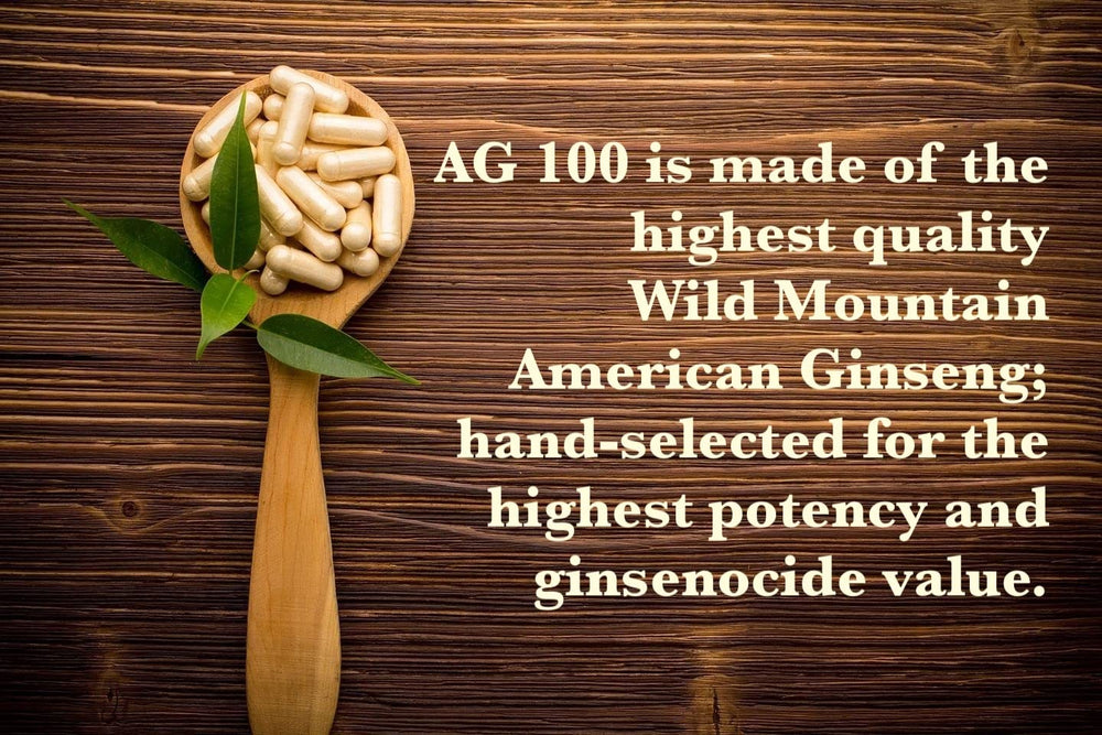 AG 100 label shows purity and sourcing for a trusted daily wellness option