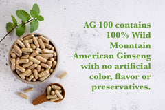 AG 100 wild American ginseng root close-up showcases natural root texture for herbal use