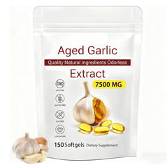 Aged Garlic Extract bottle pour highlights the odorless, easy-to-use presentation.
