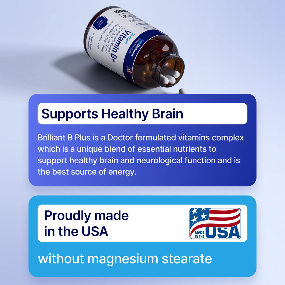 AgeImmune bottle emphasizes Metafolin L-5-MTHF folate for methylation-friendly B vitamins.