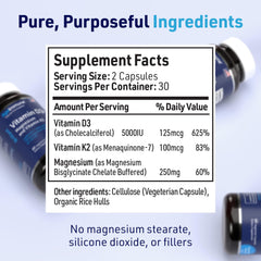 AgeImmune Brilliant D3+ Complex bottle back with dosage and bone health details