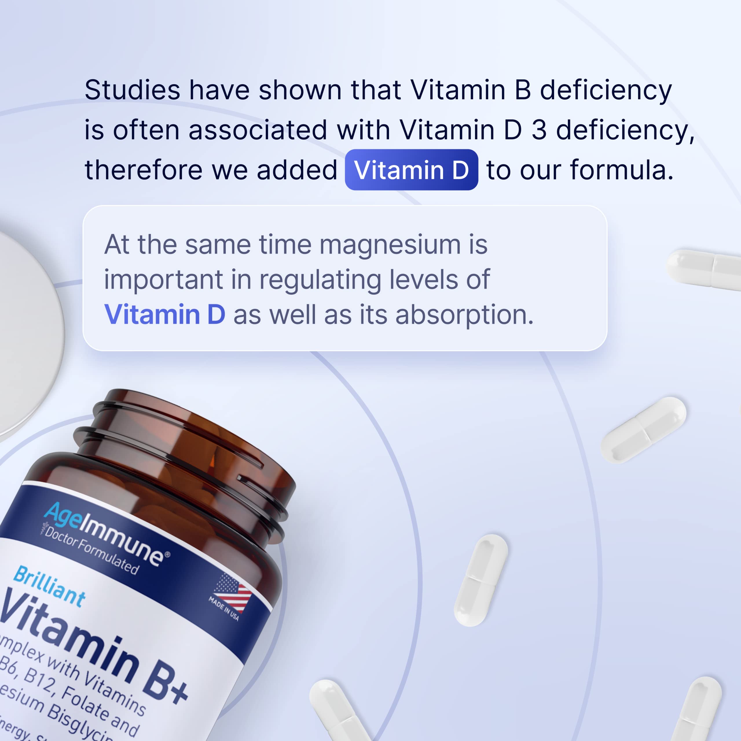 AgeImmune magnesium bisglycinate capsules suggest better gut comfort and vitamin absorption balance.