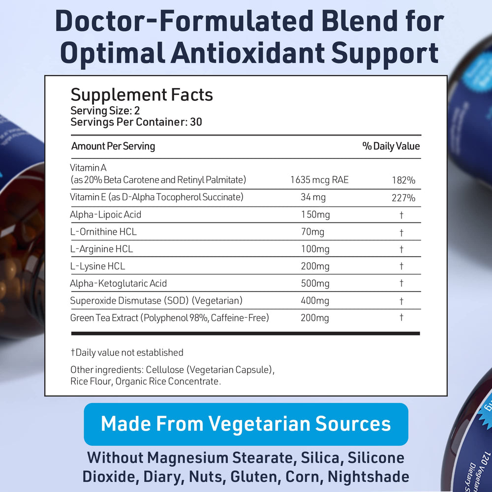 AgeImmune SOD Antioxidants Complex bottle-back-label displays ingredients and usage notes