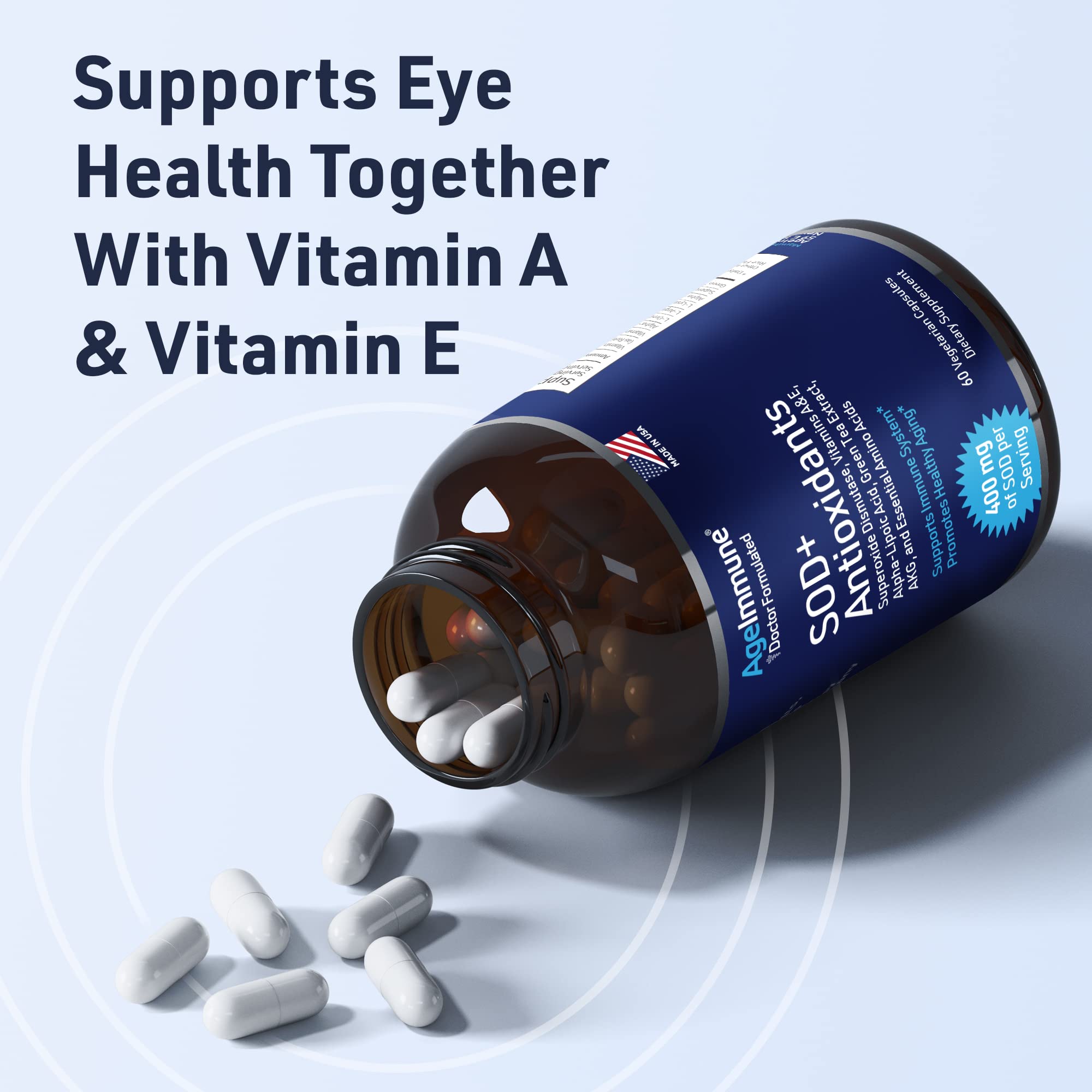 AgeImmune SOD Antioxidants Complex doctor-formulated-stamp signals expert development