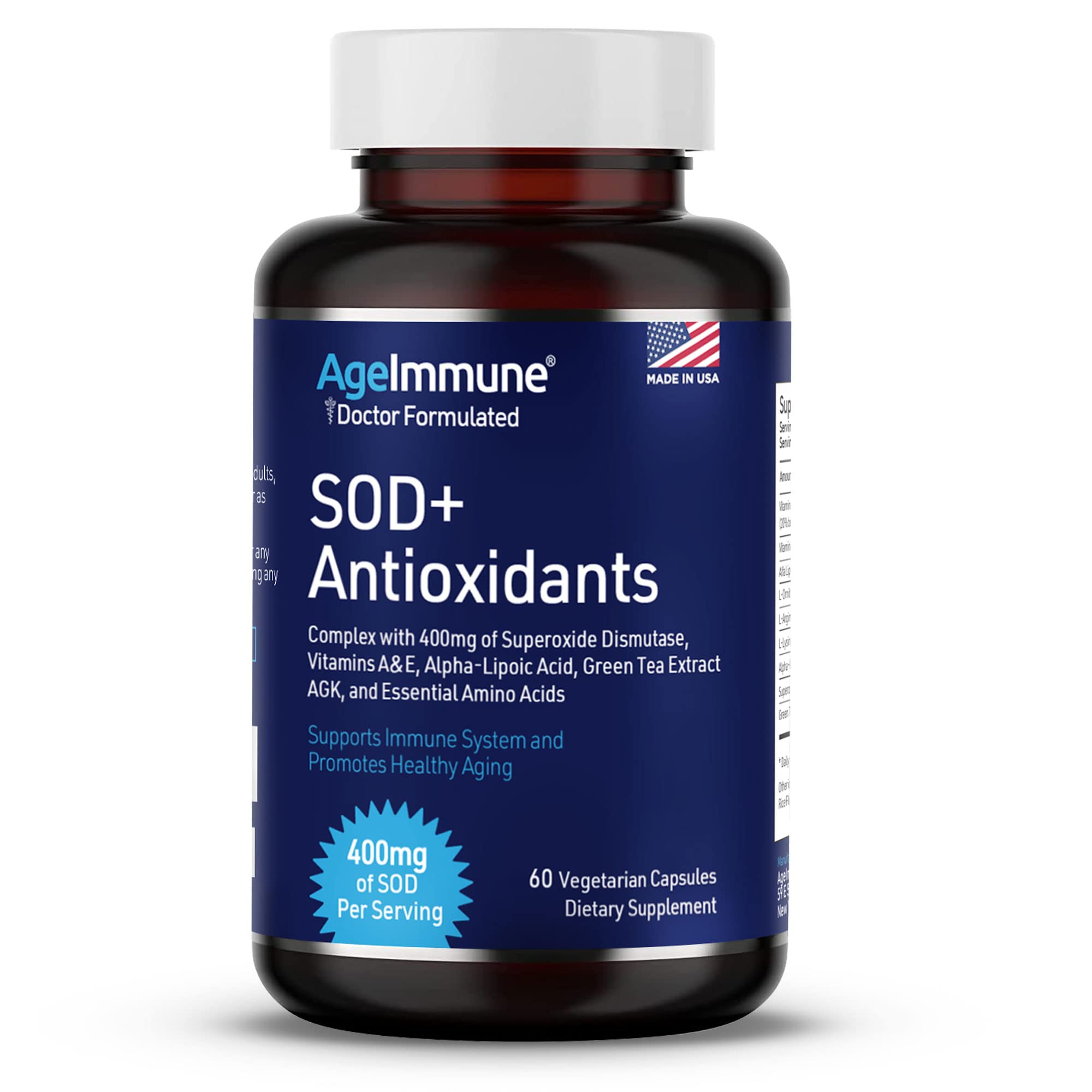 AgeImmune SOD Antioxidants Complex holding-bottle demonstrates convenient daily use at home