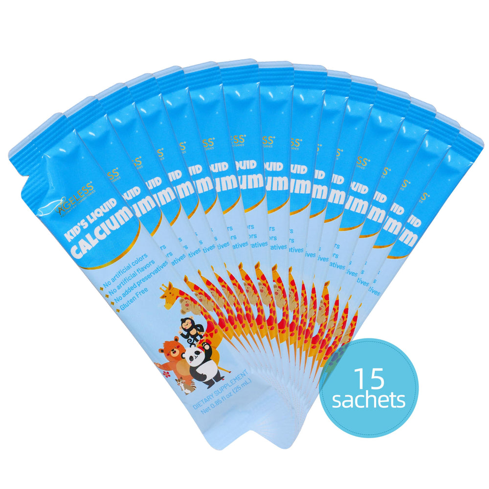Ageless Kids serving cap with ml markings aids accurate dosing