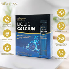 Ageless Liquid Calcium pour demonstrates smooth, ready-to-use intake.