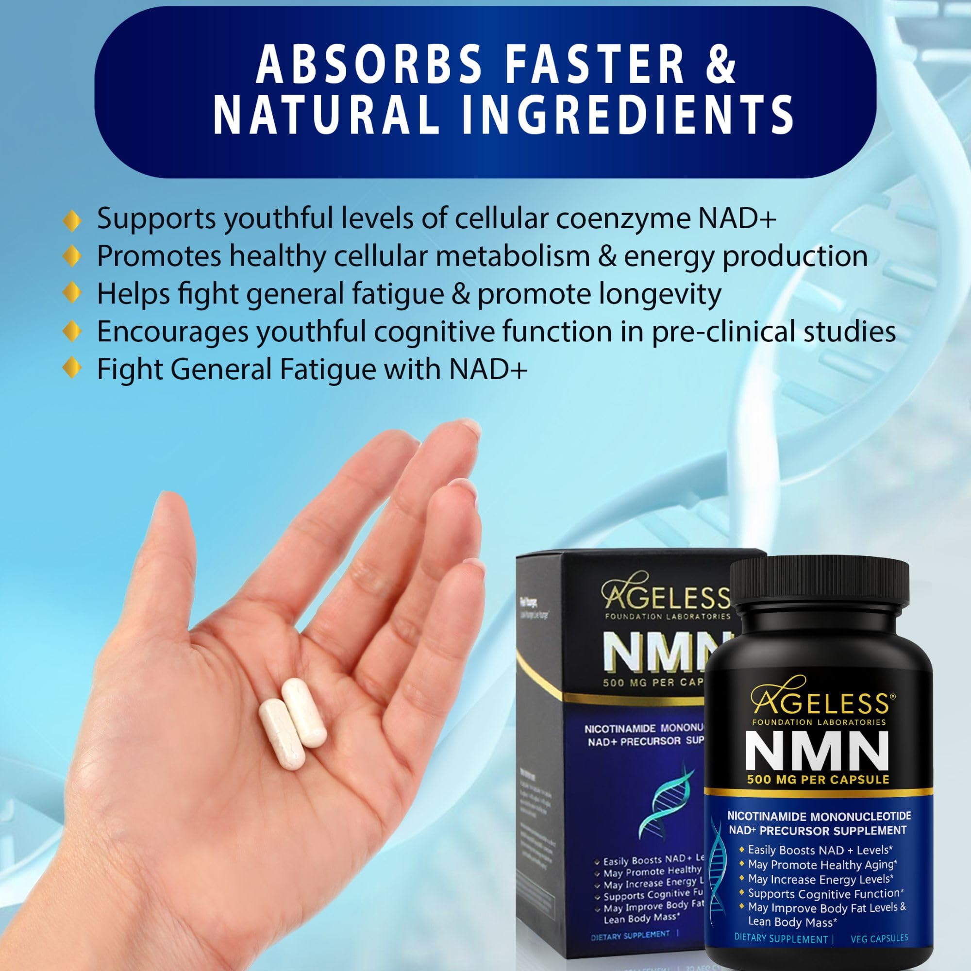 Athletic scene with NMN capsules implying workout energy and recovery potential
