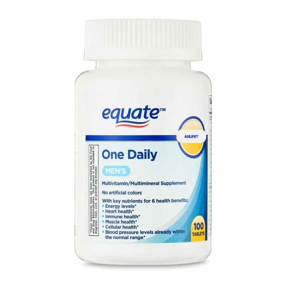 AGILIPET Equate One Daily bottle front showing convenient men's nutrition
