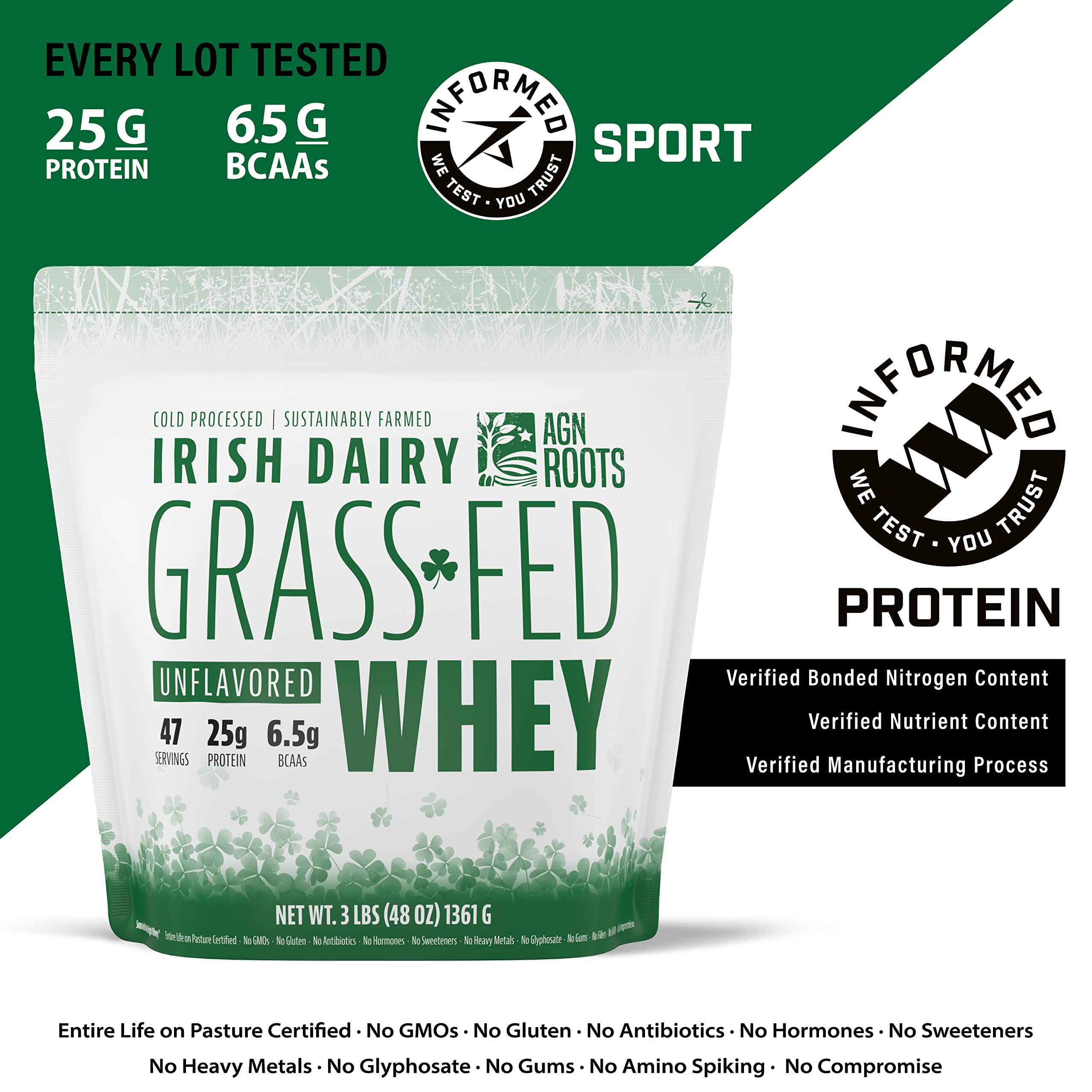 AGN Roots Undenatured whey protein maintains natural nutrients for smooth blending.