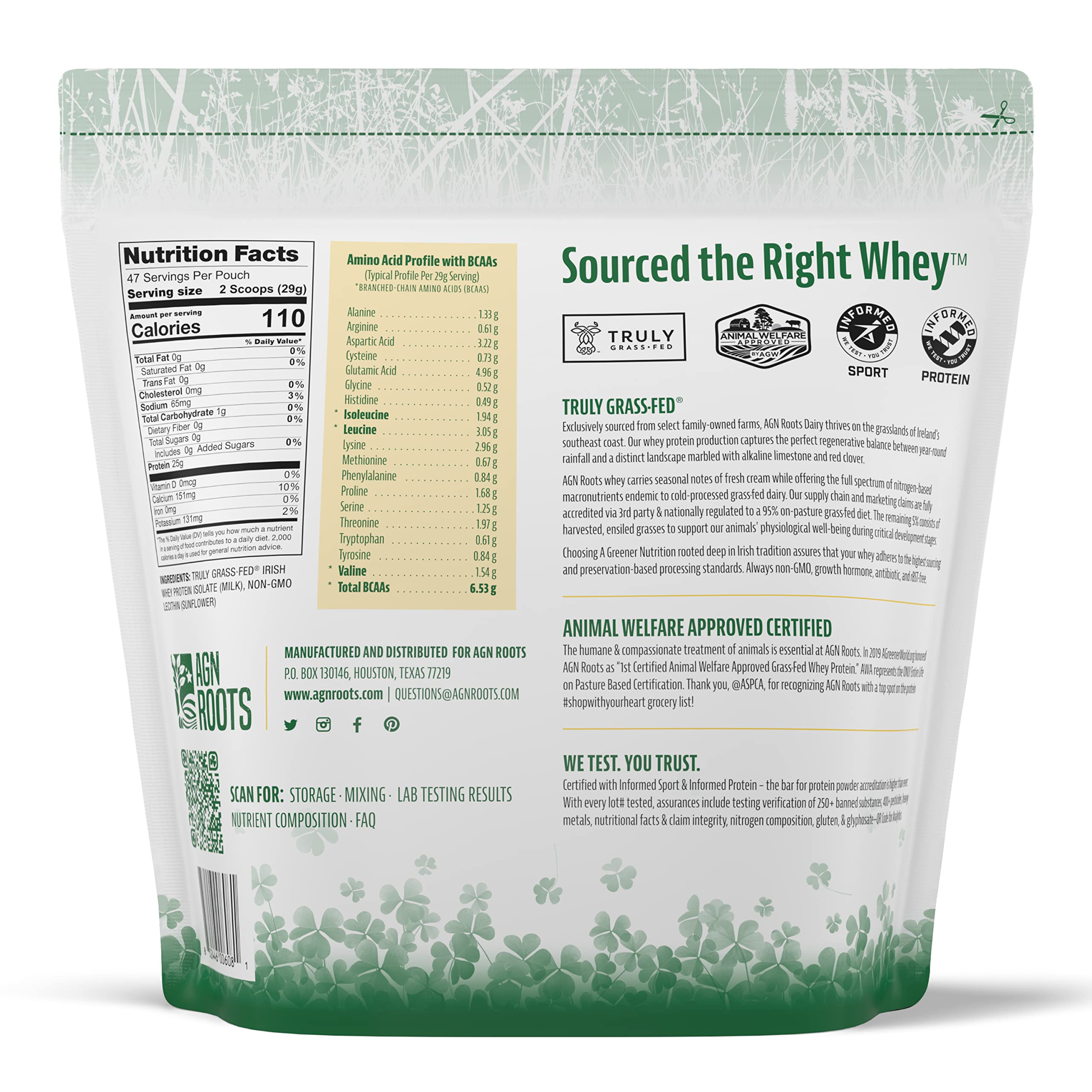 AGN Roots Cold-Processed Whey Isolate preserves nutrients in a clean, high-quality powder.